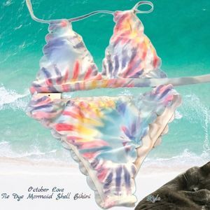 NWT $99 October Love | Mermaid Shell Bikini | Pastel Tie Dye
